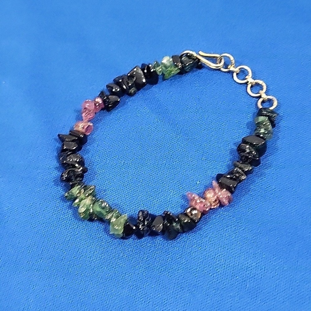 Glass Stone Rock‎ Chip Bead Bracelet Dark Earthy Boho Hippie